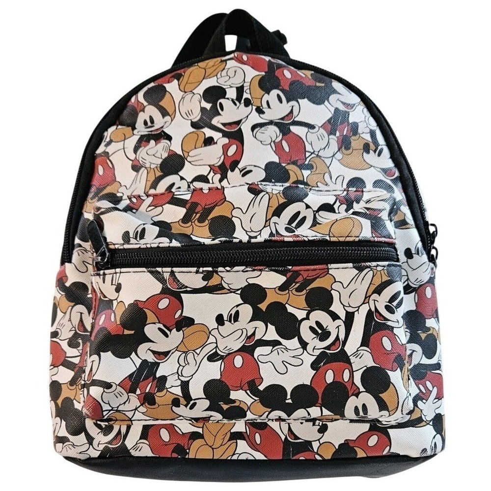 Disney Mickey Mouse Mini Backpack Bioworld All Over Print Faux Leather Black